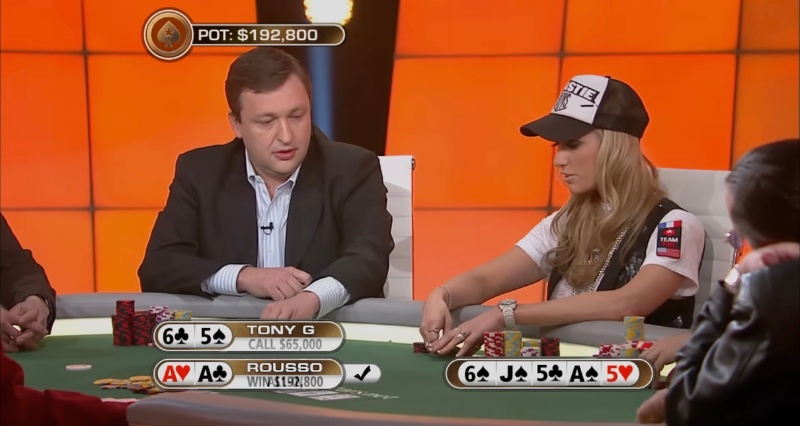 برد بزرگ ونسا روسو مقابل تونی جی با فول آس و ۵ در مسابقه The Big Game