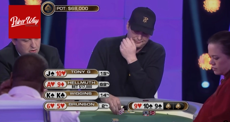 میز پوکر پس از فلاپ که بازیکنان در حال تصمیم‌گیری درباره ادامه دست هستند